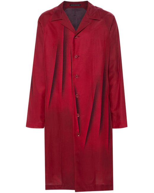 Yohji Yamamoto Red Abstract-print Silk Coat for men