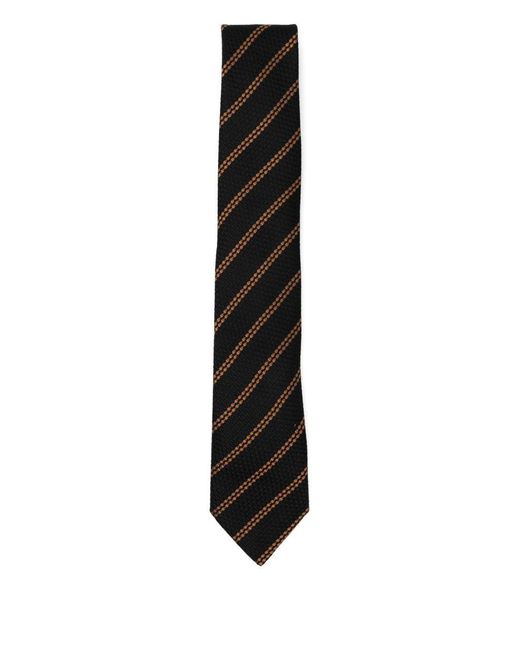Zegna Black Striped Silk Tie for men