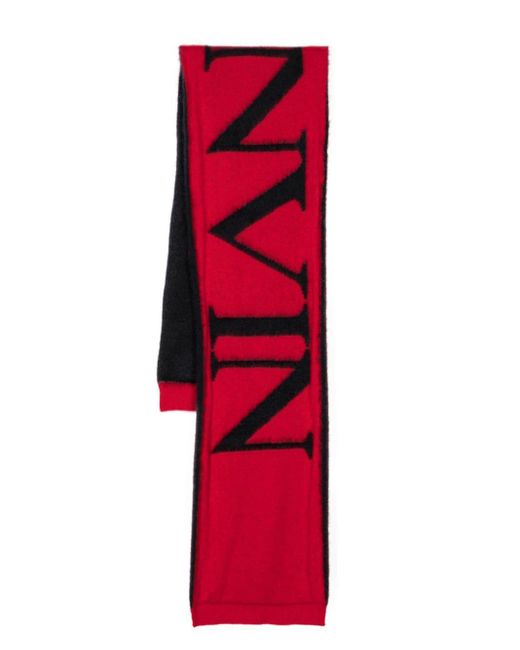 Lanvin Red Brushed Intarsia-knit Scarf for men