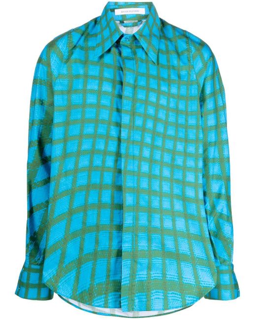 Bianca Saunders Blue Abstract-print Cotton Shirt for men