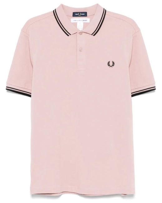 Comme des Garçons Pink Rose Polo Shirt With Slogan Print for men