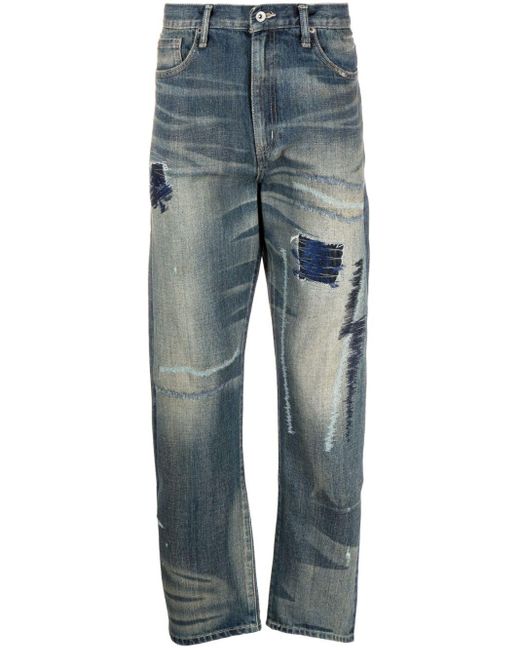 Neighborhood Blue Straight-leg Washed Jeans for men