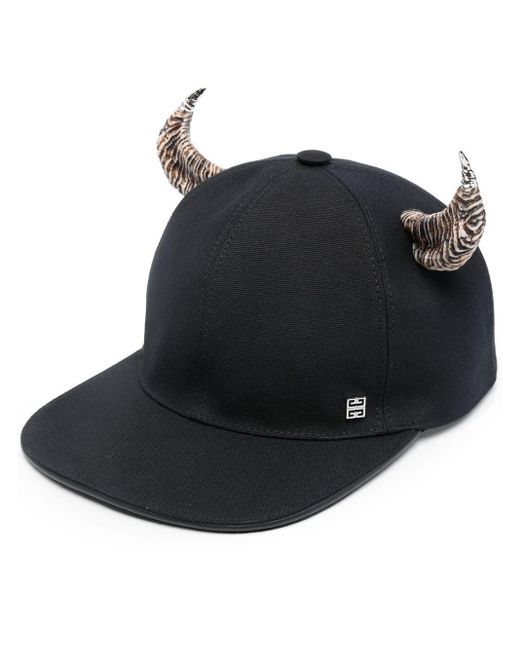 Givenchy Black Horn-detail Canvas Cap for men