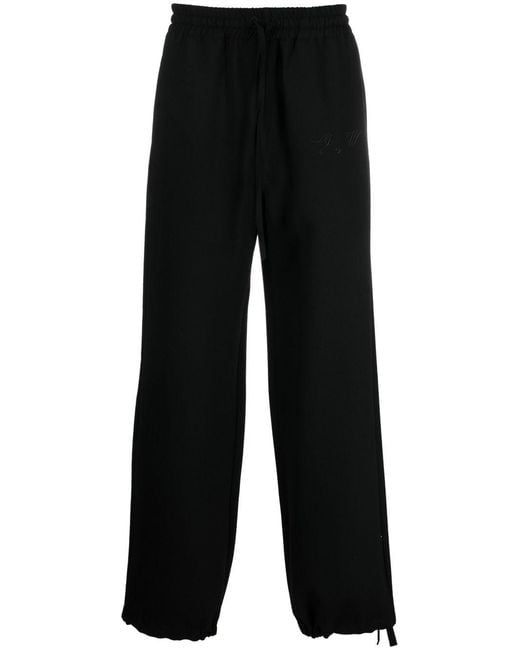 Off-White c/o Virgil Abloh Black Virgin Wool Embroidered Sweatpants for men