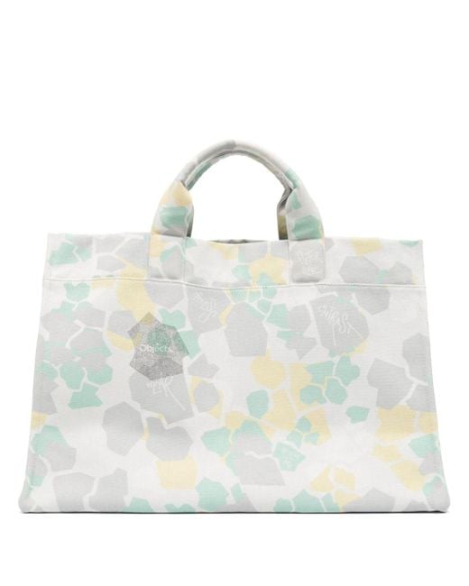 Objects IV Life White Abstract-Print Cotton Tote Bag for men