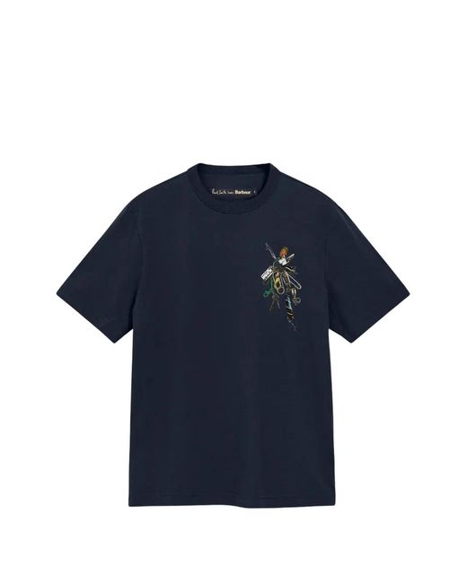 Barbour Blue X Paul Smith Graphic-Print T-Shirt for men