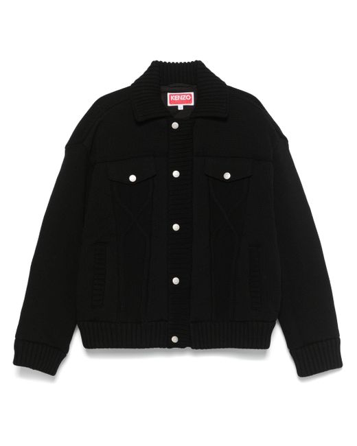 KENZO Black Knitted Down Jacket for men