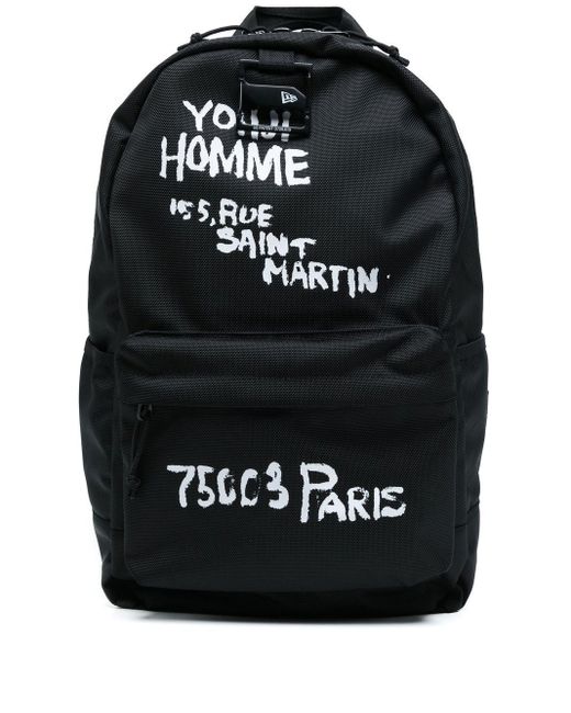 Yohji Yamamoto Black Logo-Print Backpack for men