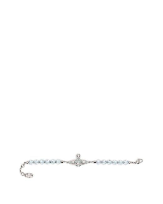 Vivienne Westwood White Messaline Orb Bracelet for men