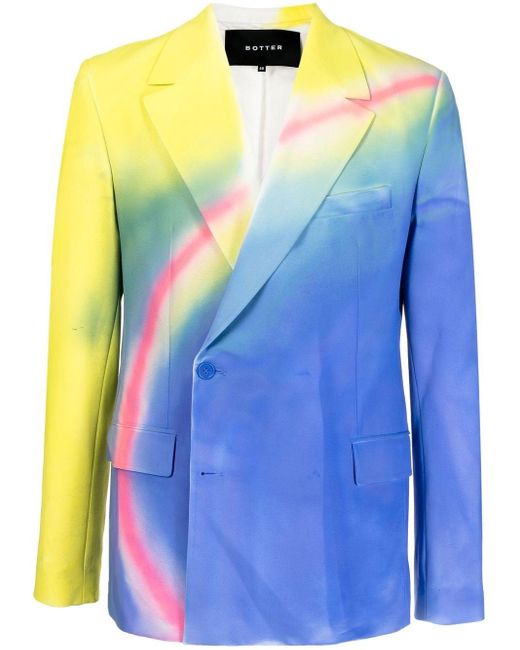 BOTTER Synthetic Spray-painted Double-breasted Tailored Blazer in Blue ...