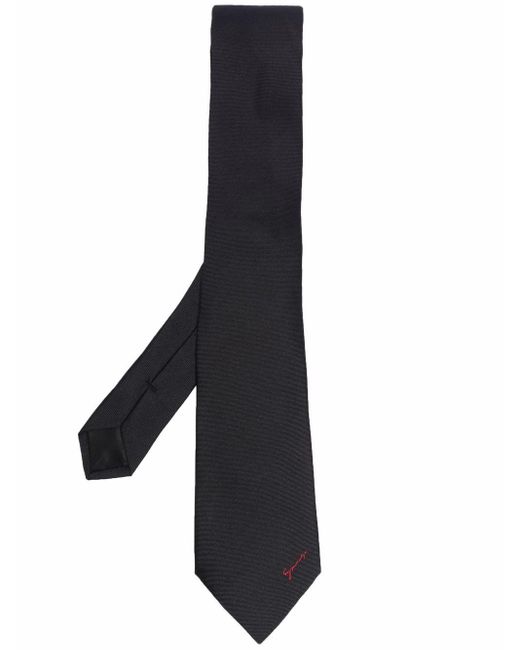 Givenchy Black Logo-Embroidered Silk Tie for men