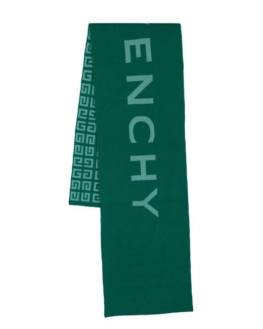 Givenchy Green Reversible Logo-intarsia Scarf for men