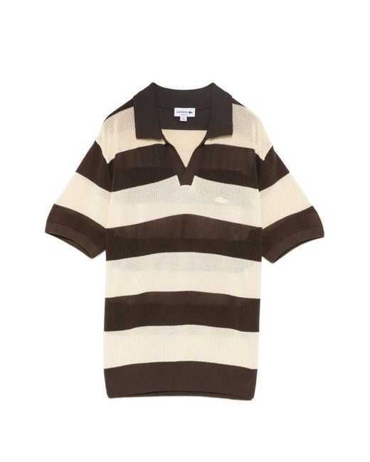 Lacoste Black Striped Cotton T-Shirt for men