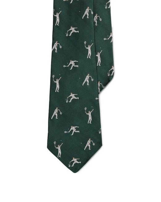 Polo Ralph Lauren Green Tennis-Player Silk Tie for men