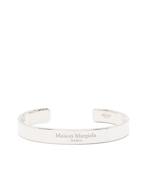 Maison Margiela White Logo-engraved Cuff Bracelet for men