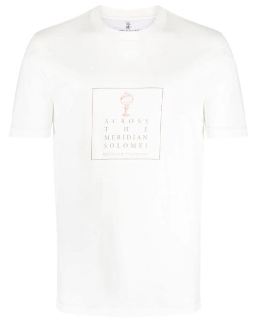 Brunello Cucinelli White Graphic-print Cotton T-shirt for men