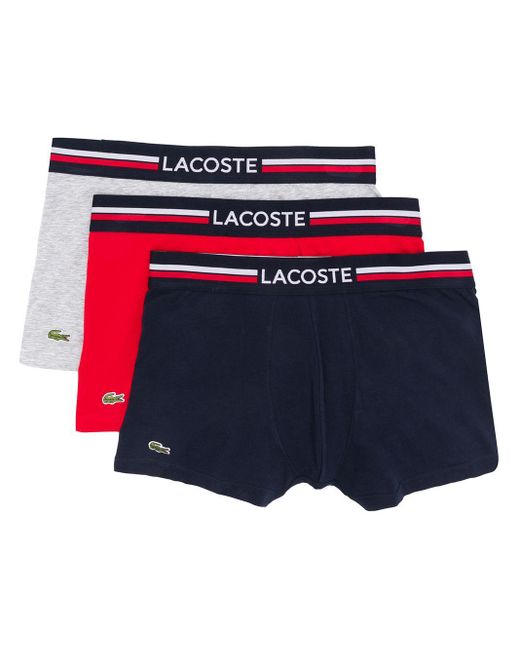 Lacoste Red Fitted Logo Boxers - 3 Pack for men