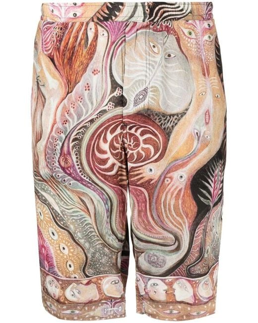 Endless Joy Multicolor Dark Star Graphic-print Silk Shorts for men