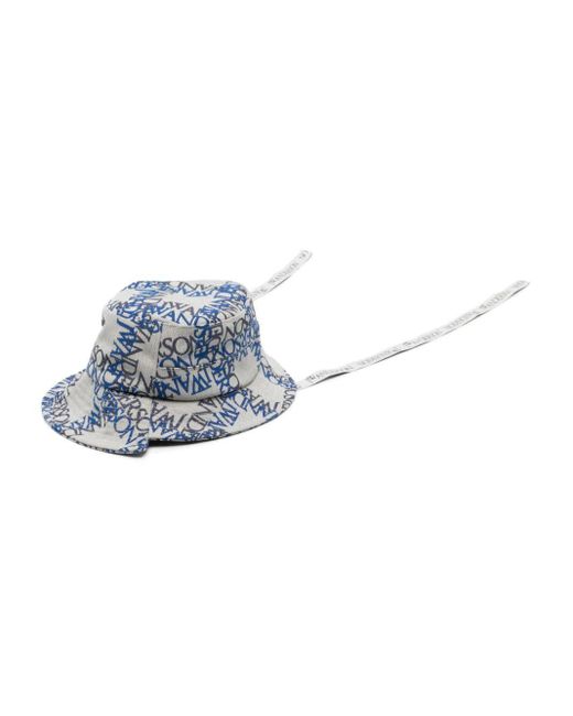 J.W. Anderson Blue Asymmetric Logo-print Bucket Hat for men