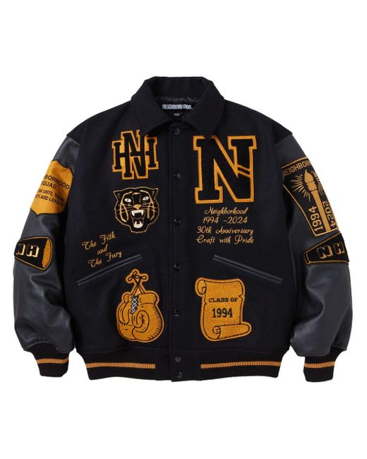 Neighborhood Blue Patchwork Bomber Jacket for men