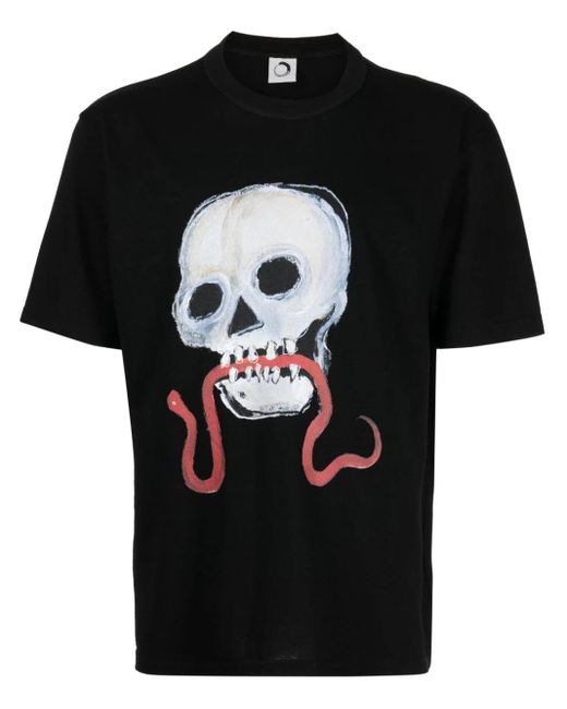 Endless Joy Black Skull-Print Cotton T-Shirt for men