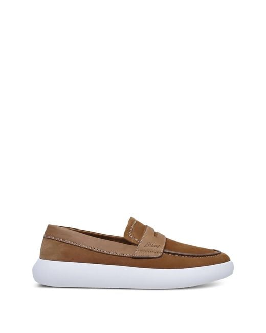 Brioni Brown Baskets En Daim À Bride for men