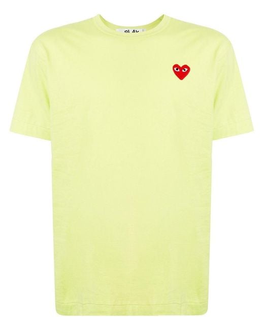 COMME DES GARÇONS PLAY Yellow Logo Embroidered Crewneck T-shirt for men