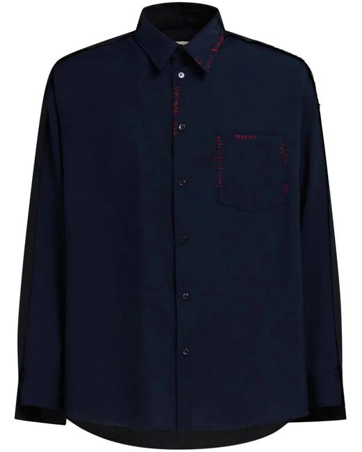 Marni Blue Shirt With Inserts for men
