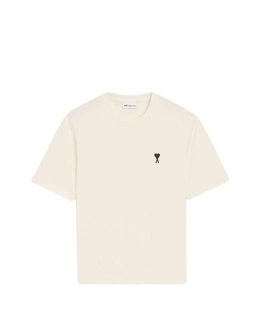AMI Natural Ami De Coeur Slogan-Print T-Shirt for men