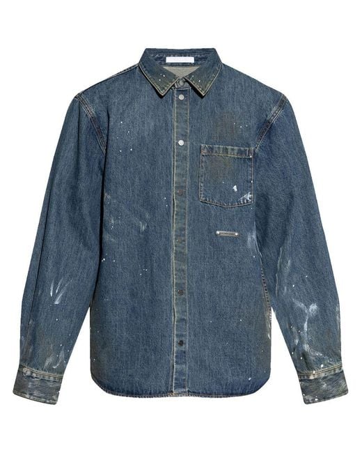 Helmut Lang Blue Painted Denim Shirt for men