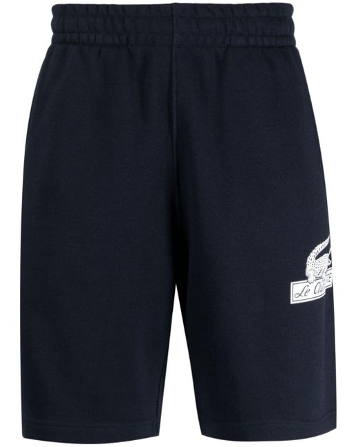 Lacoste Blue Logo-print Cotton Track Shorts for men