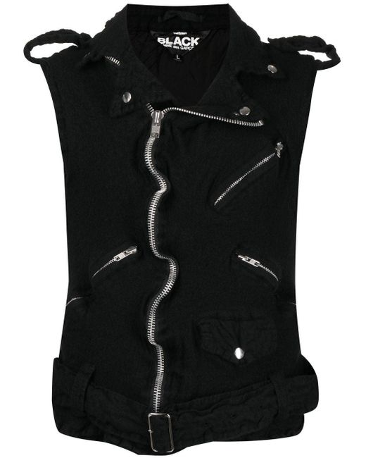 COMME DES GARÇON BLACK Black Chunky-knit Biker Vest for men
