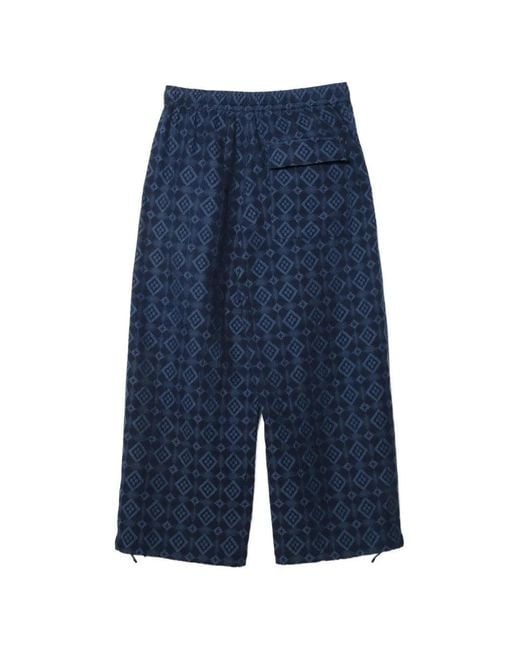 Maharishi Blue Komon Aizome Diamond-Pattern Drawstring Trousers for men