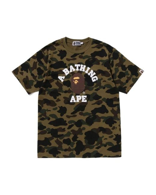 A Bathing Ape Green Camouflage Logo T-Shirt for men