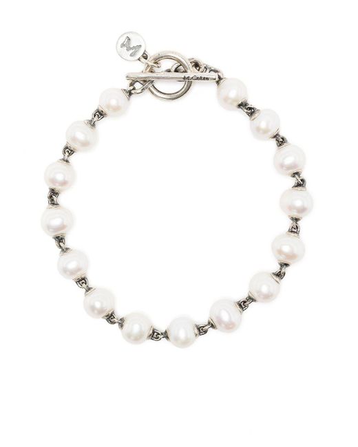 M. Cohen White Pearl-Embellished Chain Bracelet for men