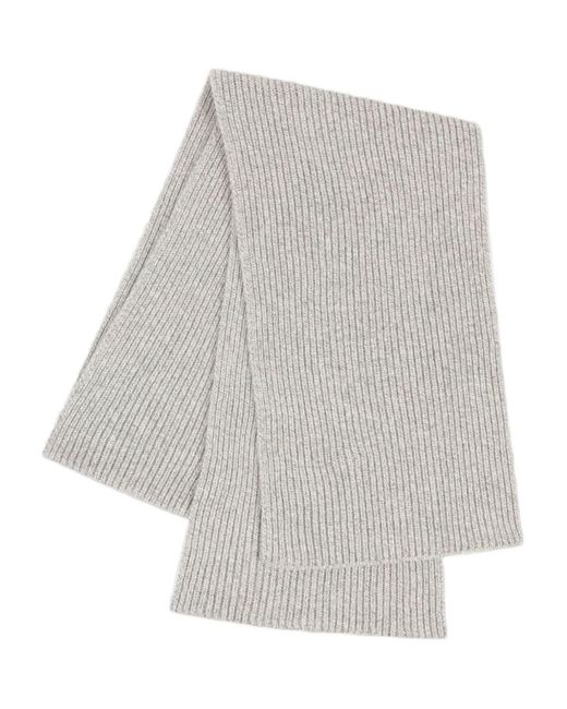 John Smedley Gray Ribbed Merino Wool-Cashmere Blend Scarf for men
