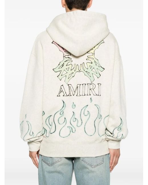 Amiri Natural Ma Quad Flames Oversized Cotton Hoodie for men