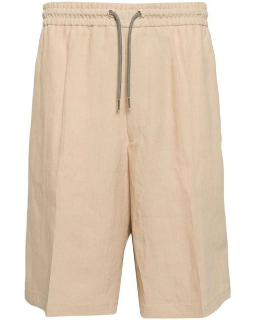 Paul Smith Natural Drawstring-Waist Linen Shorts for men