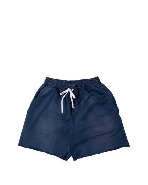 MOOJI MOOJI Blue Drawstring-Waist Raw-Cut Shorts for men