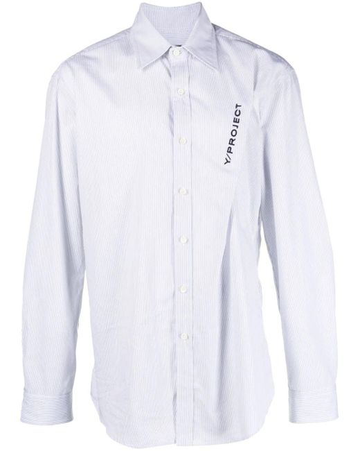 Y. Project Blue Logo-embroidered Pinched Cotton Shirt for men