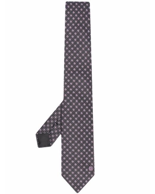 Givenchy Purple 4G Logo Embroidered Silk Tie for men