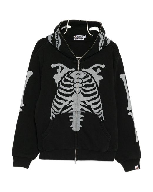 A Bathing Ape Black Skeleton Shark Hoodie for men