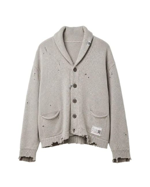 Maison Mihara Yasuhiro Gray Sweatshirt Combined Knit Cardigan for men