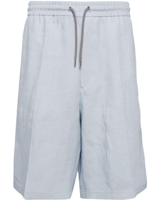 Paul Smith Blue Drawstring-waist Linen Shorts for men