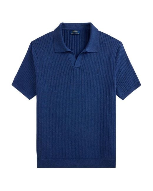 Polo Ralph Lauren Blue Rib-Knit Short-Sleeve Jumper for men