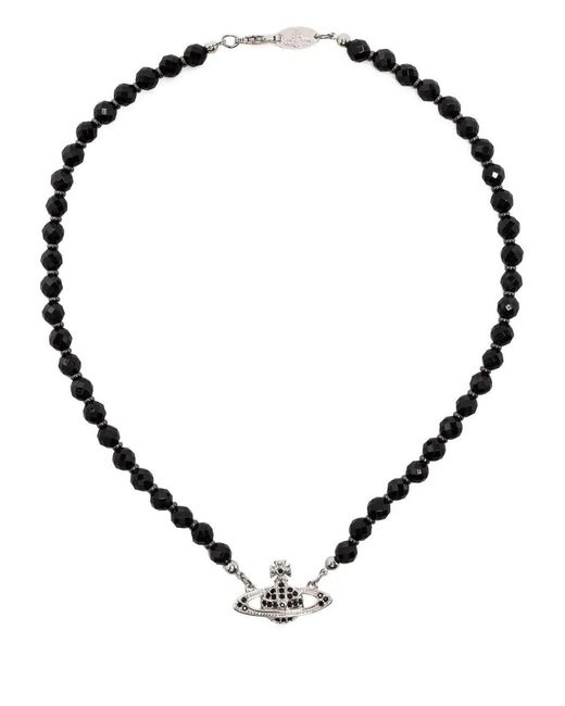 Vivienne Westwood Black Bas Relief Pearl-Chain Choker for men