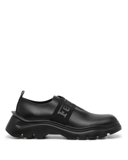 Ferrari Black Logo-strap Leather Sneakers for men