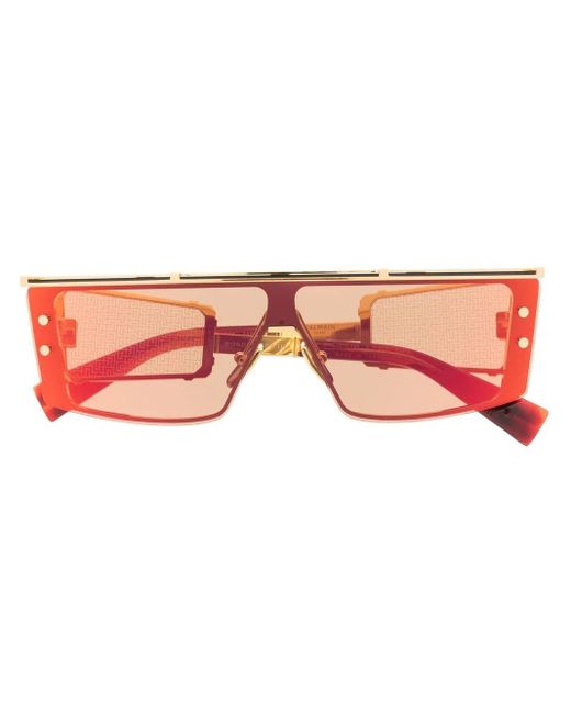 BALMAIN EYEWEAR Red Square Frame Sunglasses for men