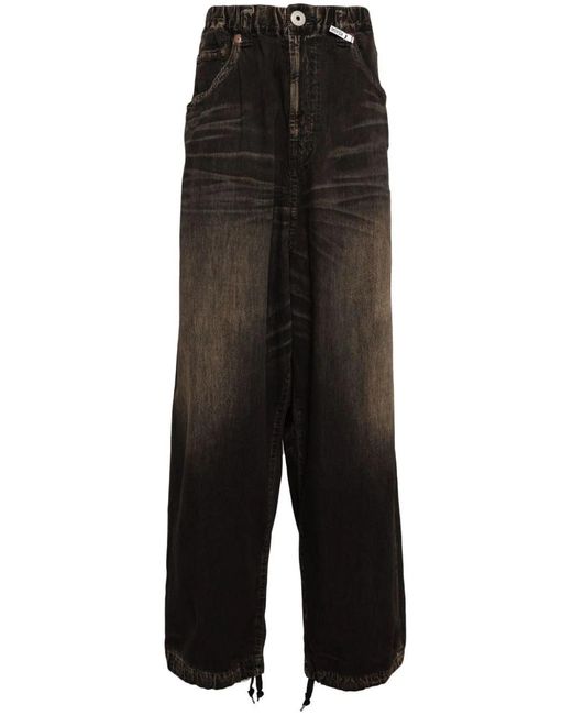 Maison Mihara Yasuhiro Black Logo-Patch Straight-Leg Jeans for men