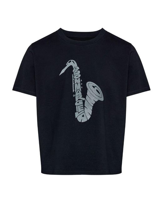 MM6 by Maison Margiela Blue Saxophone-Print T-Shirt for men